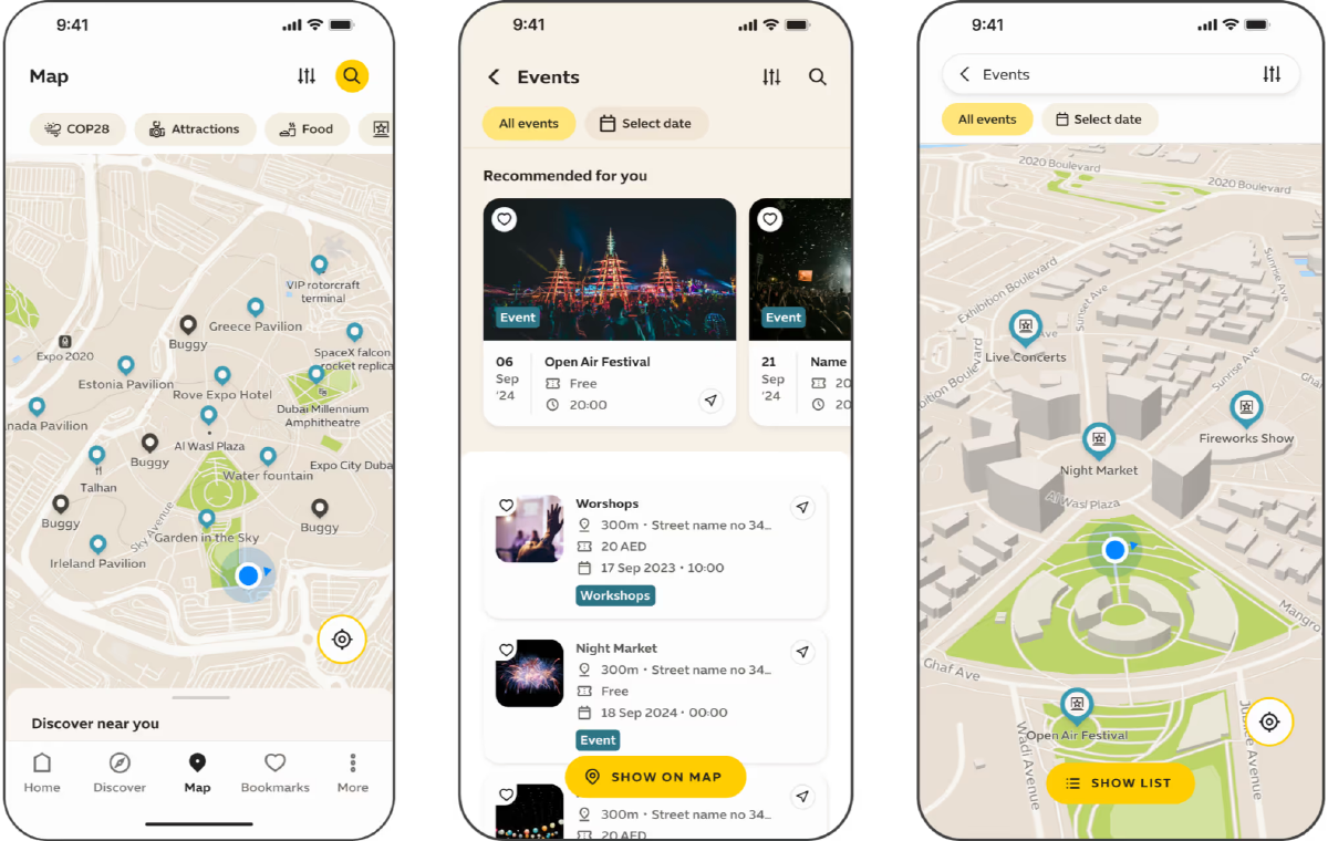 Home screen of the Expo City Dubai app