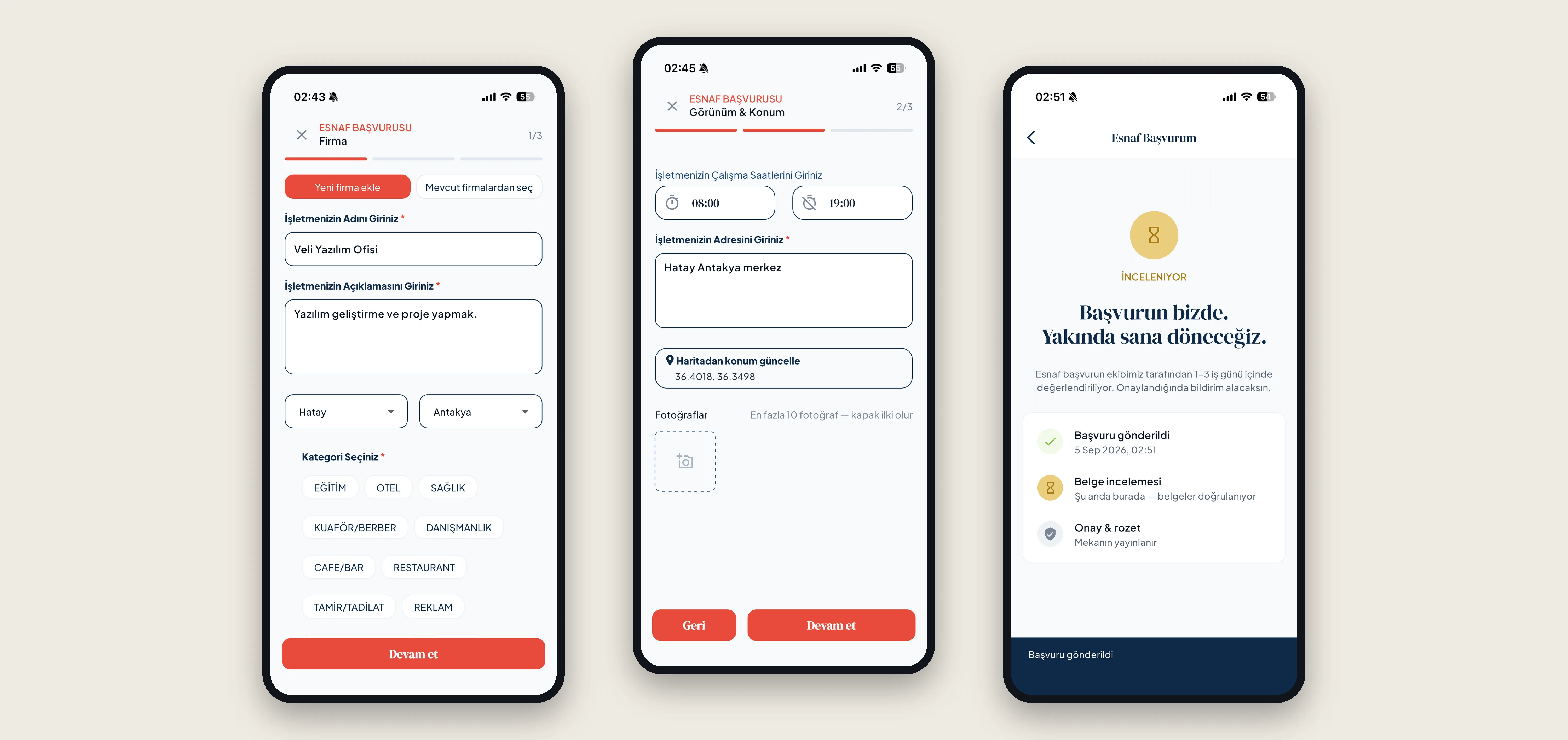 Hatay'ı Yaşat merchant self-service registration flow